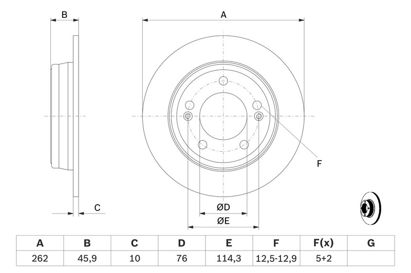 2x Brake Discs Pair Solid Rear 261.9mm 0986479052 Bosch Set 58411A6300 BD1638 gallery