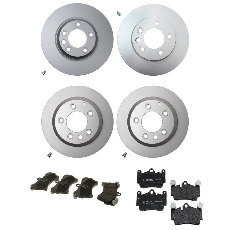Hella Front & Rear 330mm Rotors Hella Low-Met Disc Brake Pad Kit for Cayenne