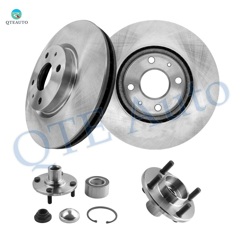 4 Front 275 Brake Disc Rotors-Wheel Hub Bearing Assembly To 2008-2011 Ford Focus