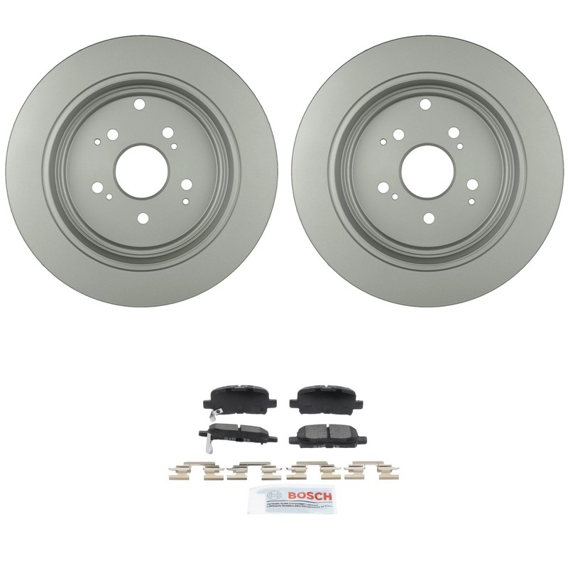 Bosch Rear Quietcast Rotors Blue Ceramic Disc Brake Pad Kit For Honda Pilot