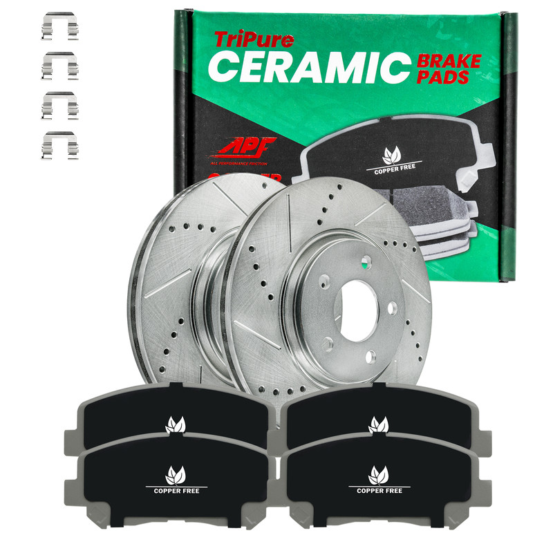 Rear Drill/Slot Rotors + Ceramic Copper Free Brake Pads For Ford 2005-2011