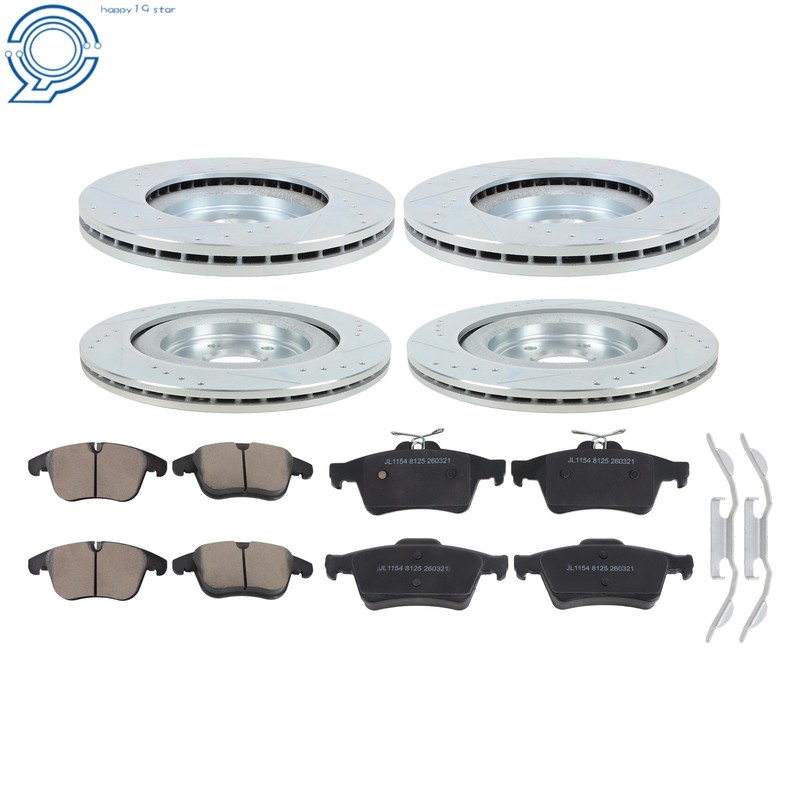 Front & Rear Drilled Brake Rotors & Brake Pad for Jaguar XF S-Type XJ8 326 mm gallery