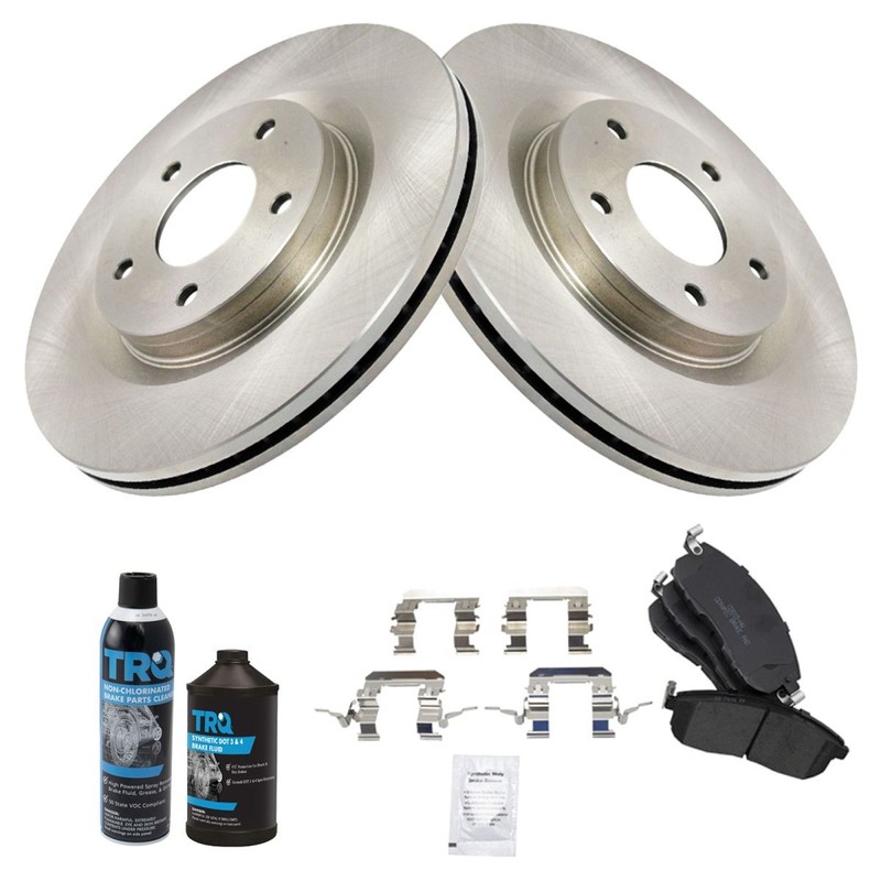TRQ Front Ceramic Brake Pad Rotor & Calipers Kit w/Chemicals for Juke Sentra gallery