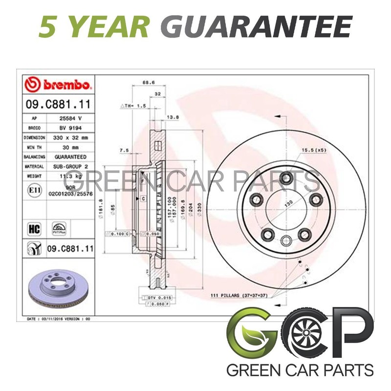 Brake Disc Front GCP Fits VW Touareg 2002-2018 Porsche Cayenne 2002-2010