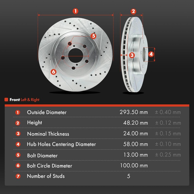 Front Left & Right Drilled Brake Rotors for Subaru Impreza 2017-2023 Crosstrek gallery