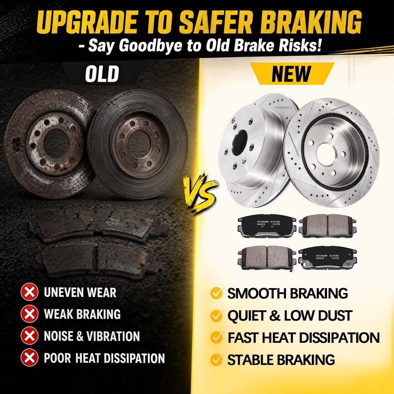 Rear Drilled Disc Rotors & Brake Pads for 2010-2017 Chevy Equinox GMC Terrain US gallery