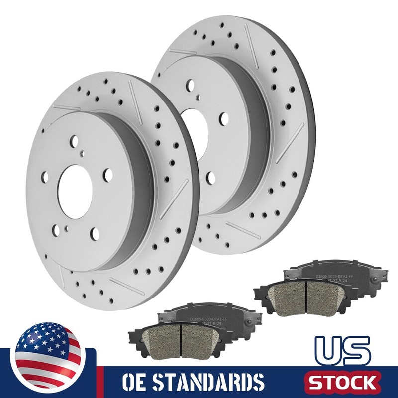 For 2018-2023 Toyota Camry Rear Disc Rotors Brake Pads w/ Electric Parking Brake