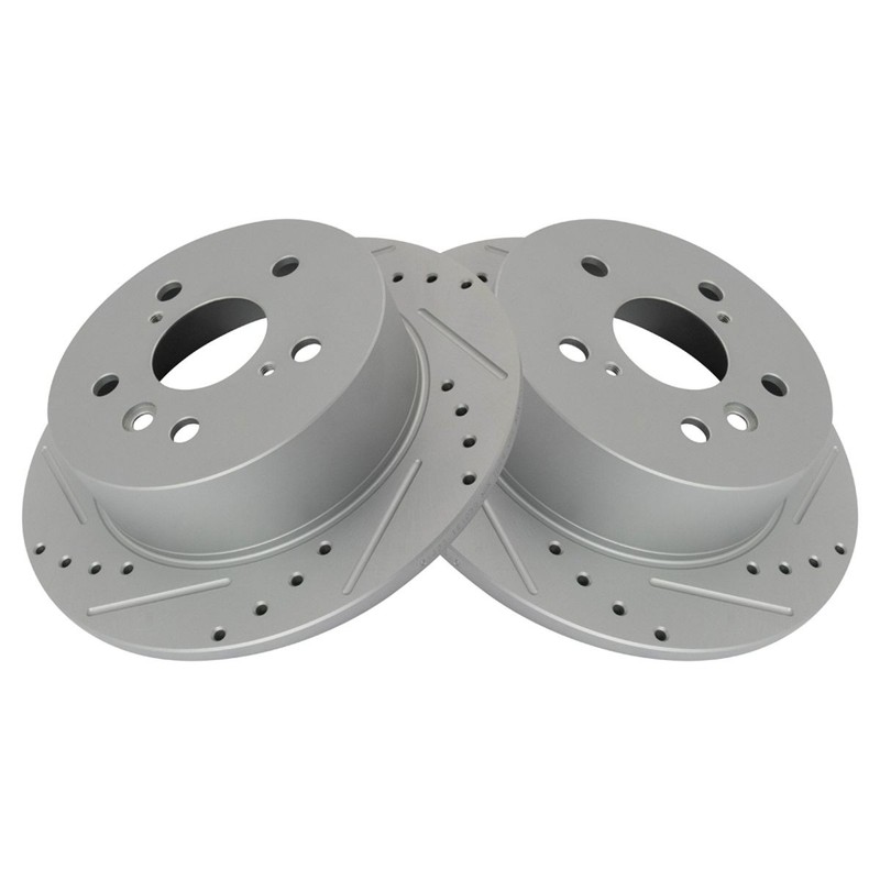 TRQ Performance Drilled Slotted Rear Coated Brake Rotor Pair Set for Lexus gallery