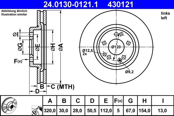 ATE 24.0130-0121.1 Brake Disc for Mercedes-Benz gallery