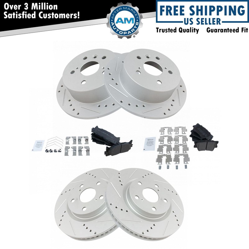 Front & Rear Performance Drilled Slotted Brake Rotor & Metallic Pad Kit