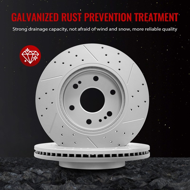 Rear Drilled Rotors and Brake Pads Set for Dodge Journey Grand Caravan VW Routan gallery