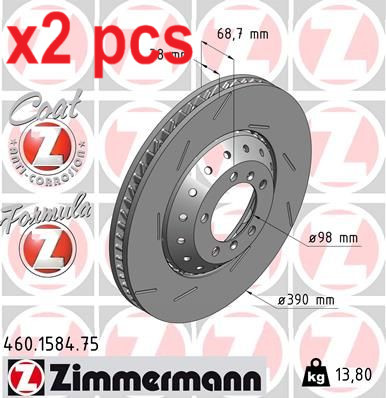 X2 PCS L&R SIDES FITS PORSCHE PANAMERA 4.8 GTS BRAKE DISC 460.1584.75 ZIMMERMANN