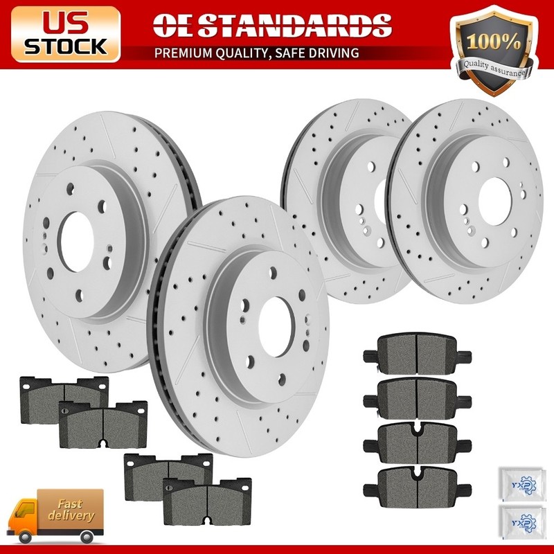 Front Rear Disc Rotors Ceramic Brake Pads for Silverado Sierra 1500 Yukon XL