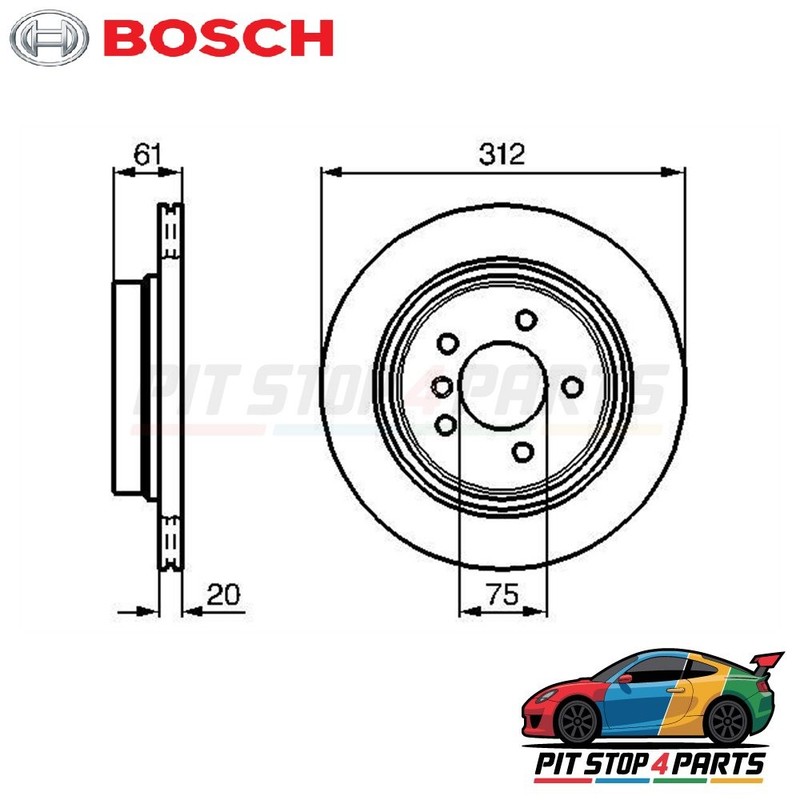 Bosch 0986478763 Brake Disc 61.1 mm Fits BMW Z3 1998-2000 34212227177 BDC5162