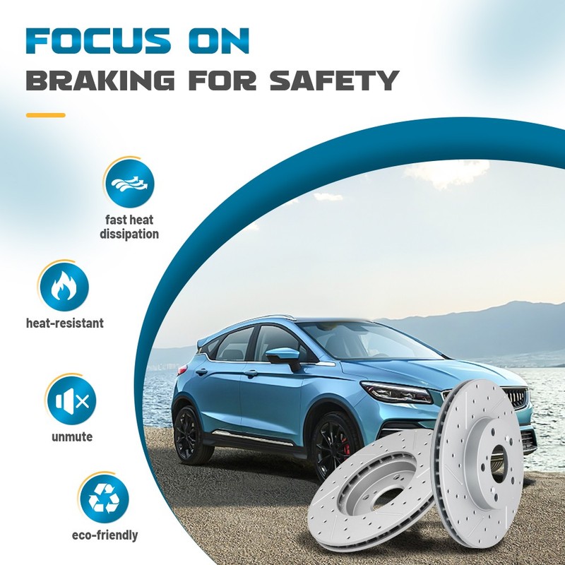 Front & Rear Drilled Disc Rotors+Brake Pads Kit for 2016-2020 Jeep Renegade 500X gallery