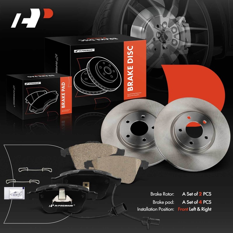 A-Premium Front Disc Brake Rotors & Ceramic Pads for Mazda 3 2007-2013 L4 2.3L gallery