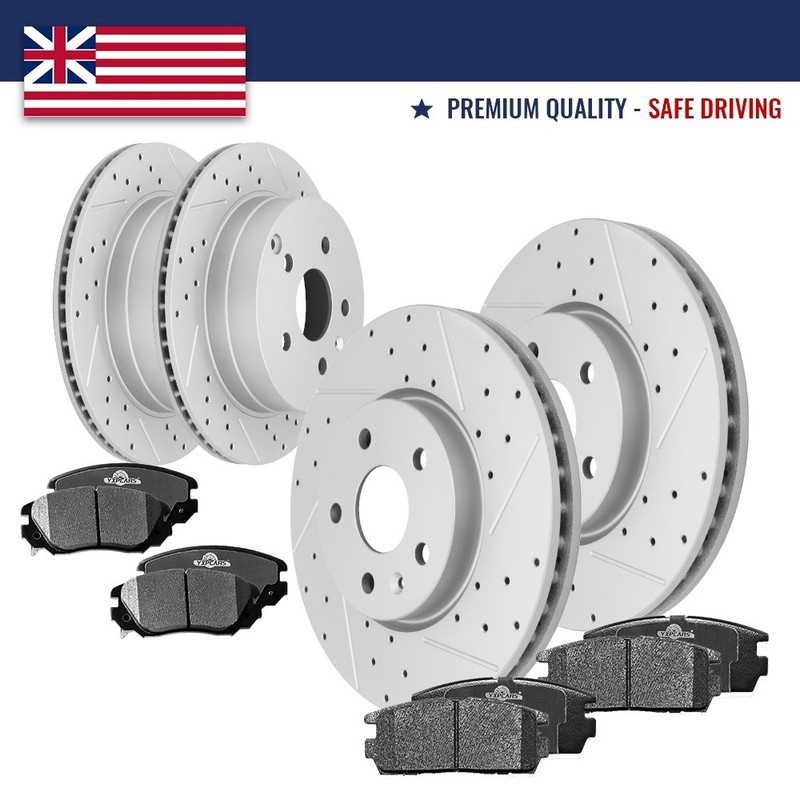 Front and Rear Drilled Disc Rotors Brake pads for Chevrolet Equinox GMC Terrain