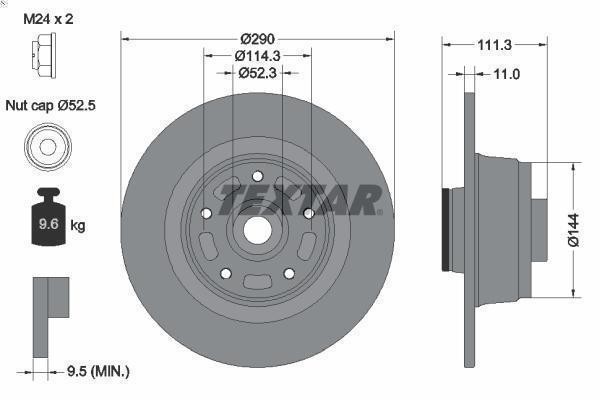 1X Brake Disc Textar 92309003 for Megane IV Hatchback (B9A/M/N_) 1.3 2018-