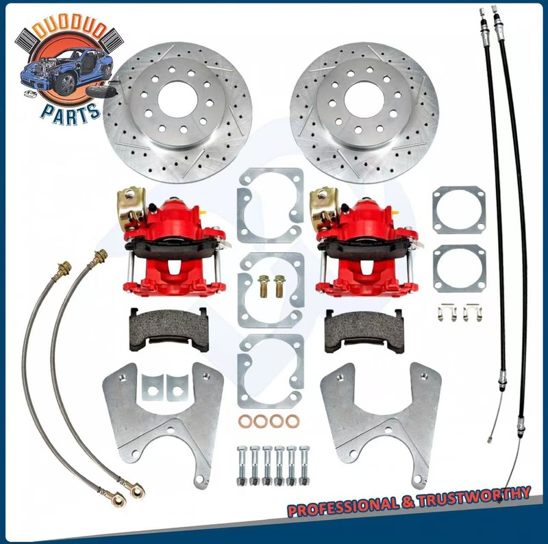 Rear Disc Brake Kit With Red Calipers For 1968-1974 GM F/X-Body 10 & 12 Bolt St