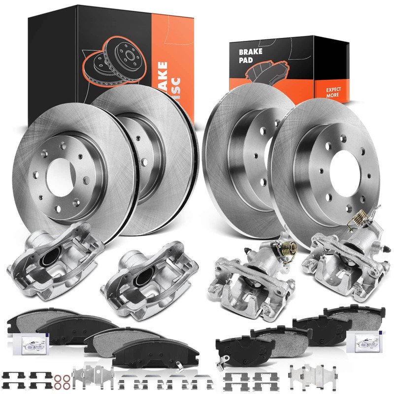 Front & Rear Disc Brake Rotors & Brake Pads + Calipers for Kia Spectra Spectra5