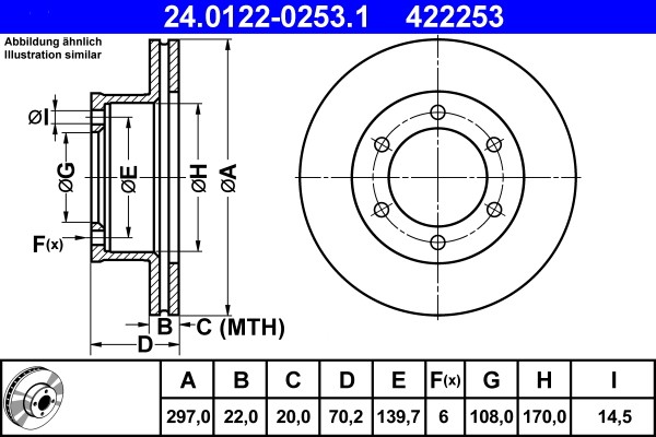 ATE 24.0122-0253.1 Brake Disc for Toyota