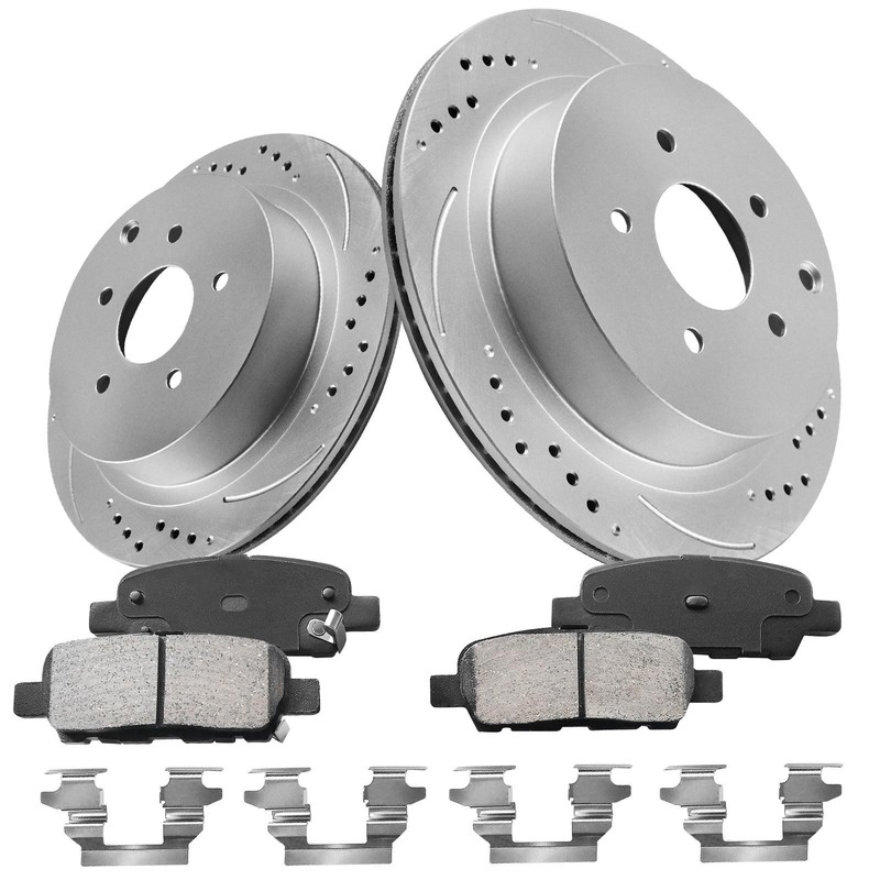 Front Rear Drilled Rotors + Ceramic Brake Pads Kit for 2005-2007 Nissan Murano gallery