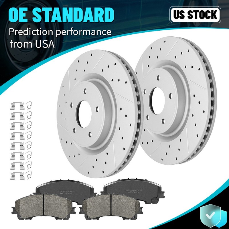 Front Drilled Disc Rotors Ceramic Pads For NISSAN Z INFINITI QX50 Q60 2018-2022