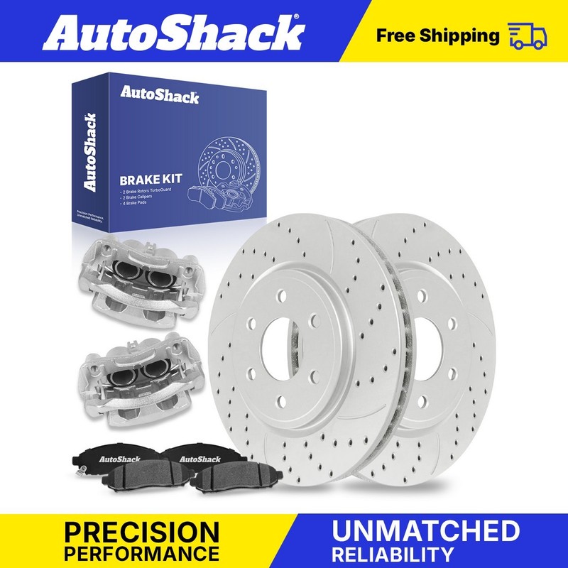 Front Drilled Slotted Brake Rotor Premium Ceramic Pad Caliper for Frontier