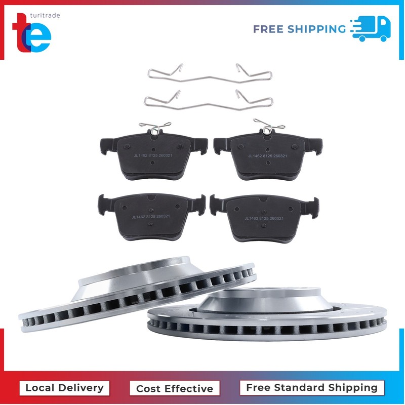 Rear Drilled Brake Rotor & Ceramic Brake Pad For Volkswagen Golf R Audi 309.9mm