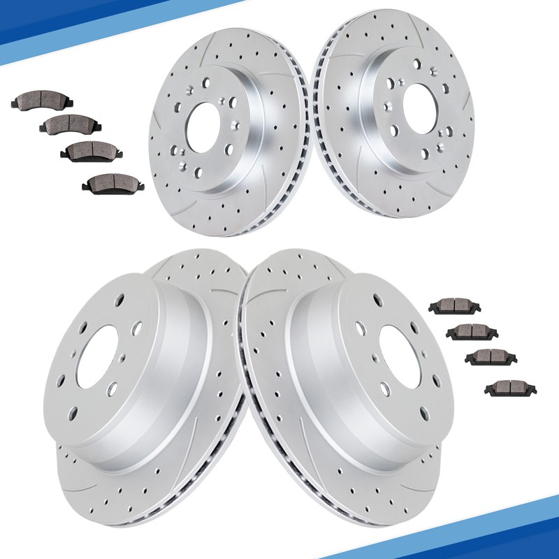 Drilled Front Rear Brake Rotors Pads Kit for Chevy Tahoe GMC Yukon Rotor Brakes