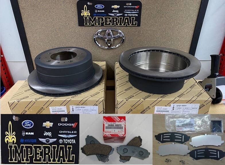 1998-2007 TOYOTA LAND CRUISER OEM GENUINE REAR BRAKE ROTORS PADS & SHIMS.