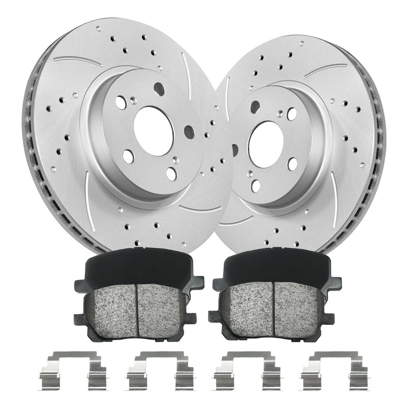 Front Drilled Slotted Brake Rotors + Pads for Toyota Matrix 2003-2008