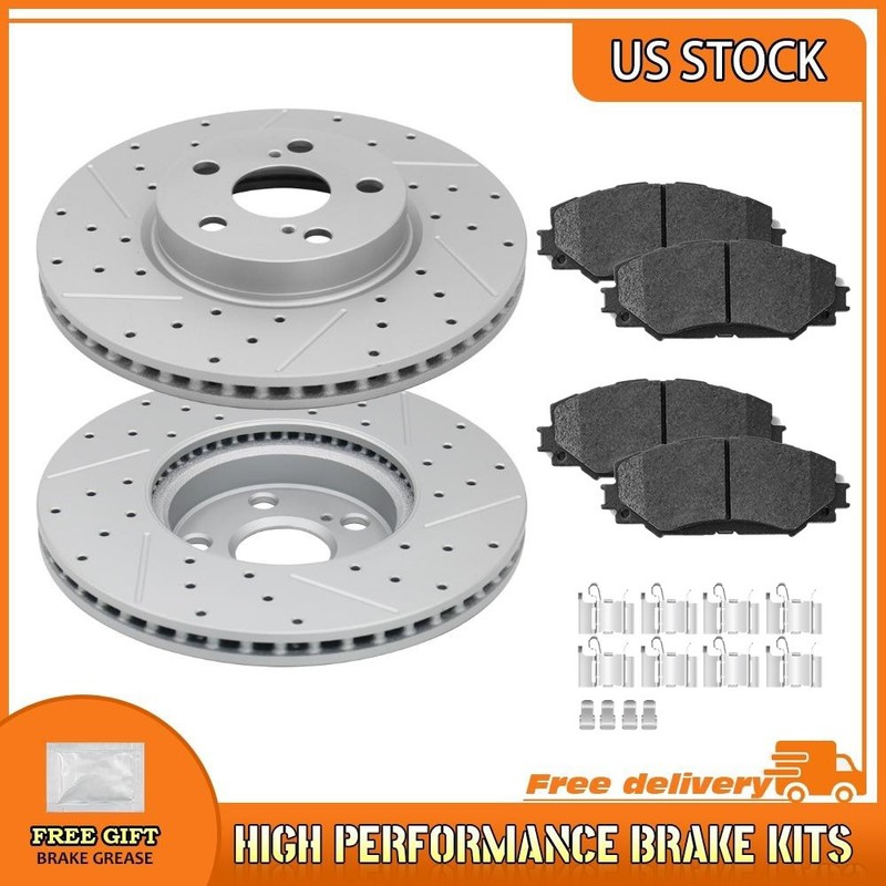 Front Drilled Brake Rotors Ceramic Pads For Pontiac Vibe Scion xD Corolla Matrix