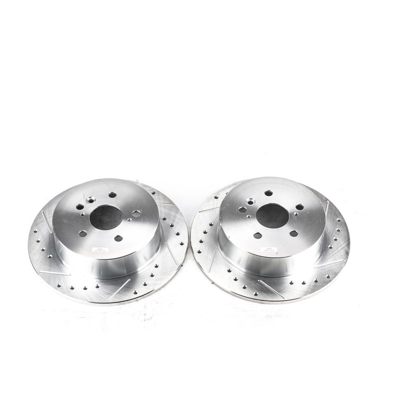 Power Stop – Rear Drilled, Slotted and Zinc Plated Brake Rotor Pair for Toyota H