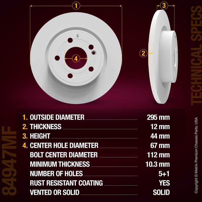 Rear Disc Brake Rotor for 19-22 Mercedes-Benz A220 20-25 CLA250 11.61 inch gallery