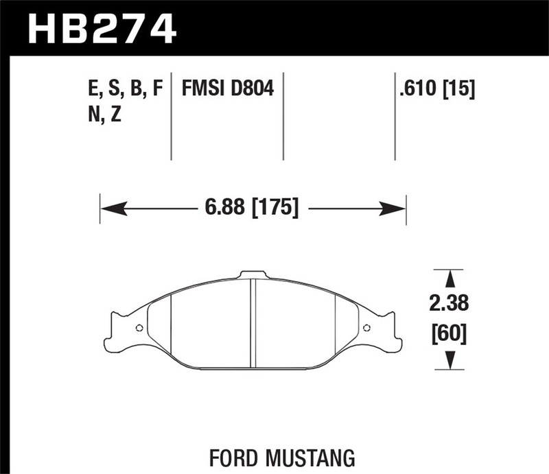 Hawk Performance HB274Z.610 Performance Ceramic Disc Brake Pad Fits Mustang