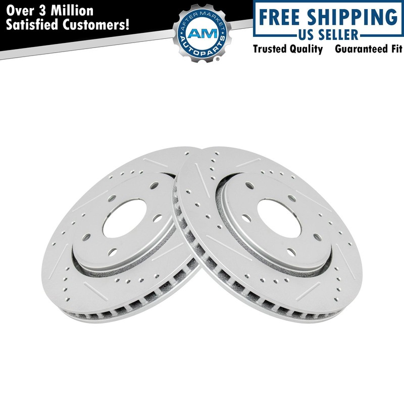Disc Brake Rotor Performance Drilled Slotted G-Coated Front Pair for Dodge