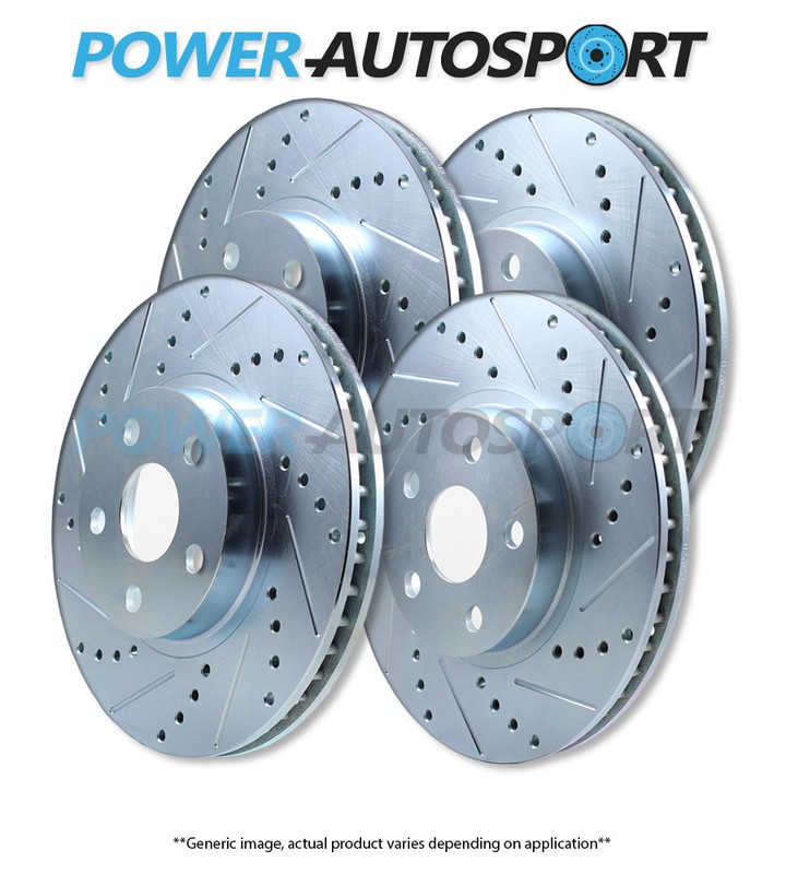 FRONT+REAR POWER PERFORMANCE DRILLED SLOTTED PLATED BRAKE DISC ROTORS 95167PS
