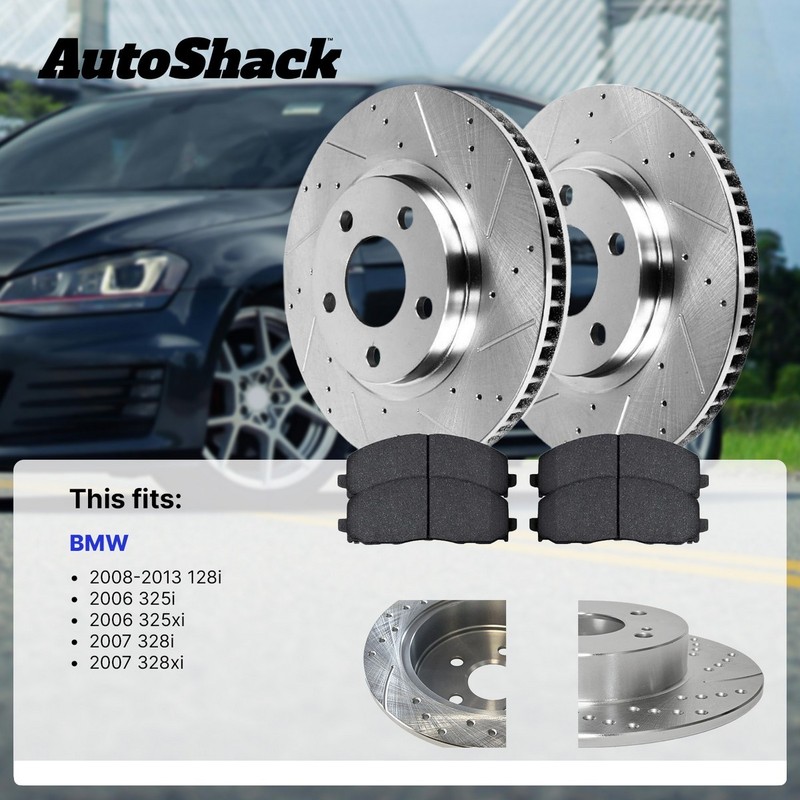 Front Drilled Slotted Brake Rotors Ceramic Pads for 2007 BMW 328i 2007 BMW 328xi gallery