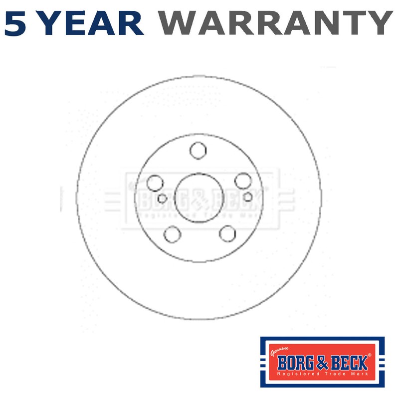 Borg & Beck Front 1x Brake Disc Fits Toyota Avensis 2001-2003 1.6 1.8 2.0 D