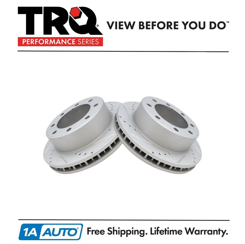 TRQ Performance Drilled & Slotted Front G-Coated Disc Brake Rotor Pair