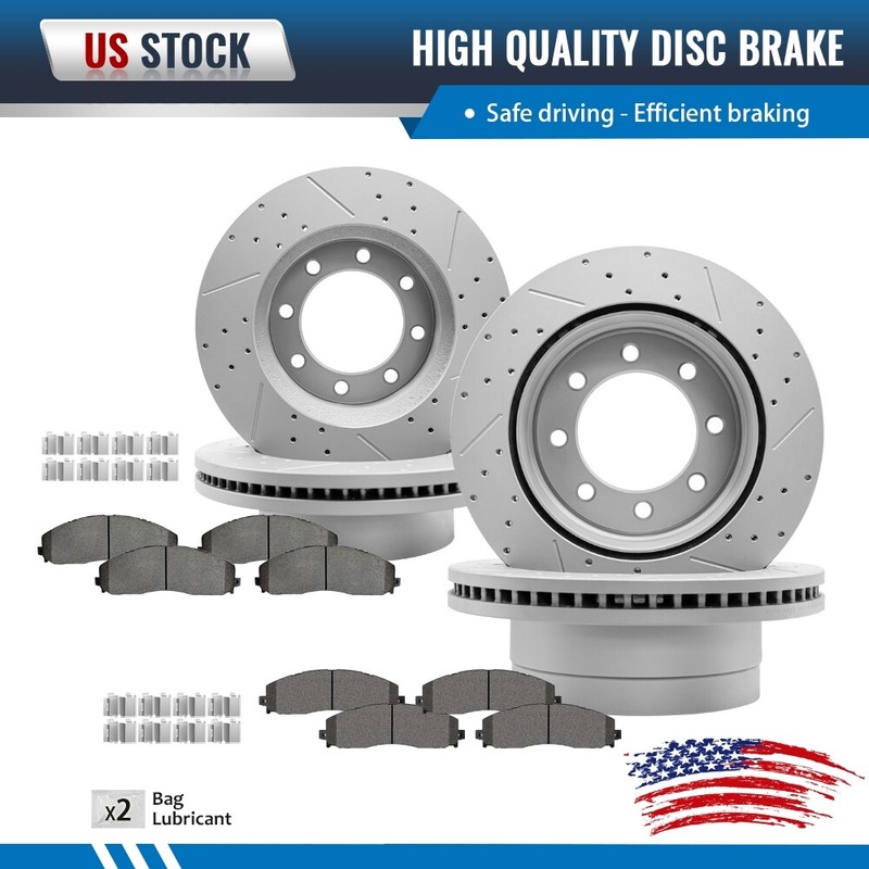 4WD For Ford F-250 F-350 Super Duty Front Rear Disc Rotors Ceramic Brake Pads