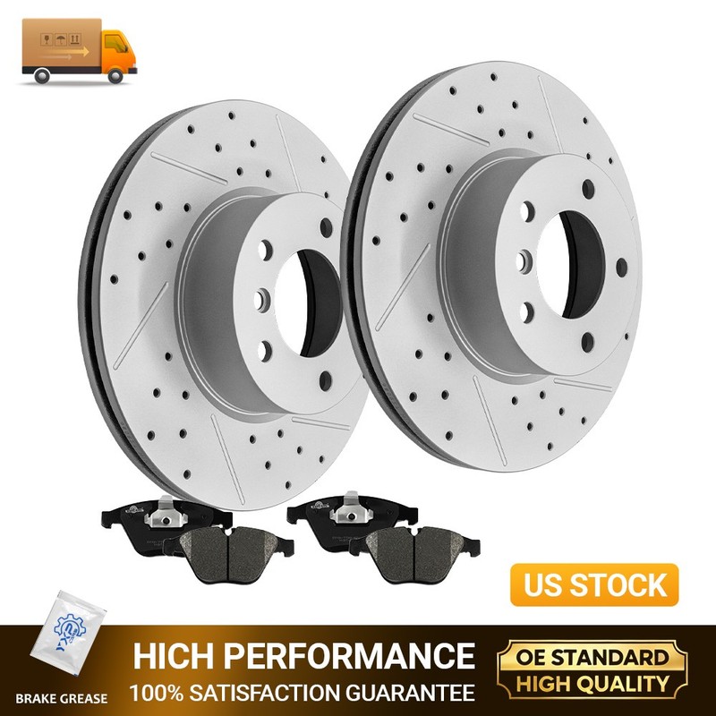 12.28” Front Drilled Brake Rotors Ceramic Pads For 2010 – 2013 BMW 328i xDrive