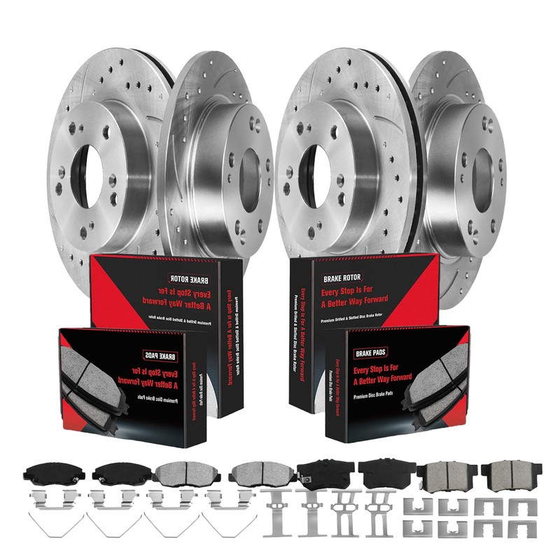 Front & Rear Brake Rotors + Ceramic Pads for 2006-2011 Honda Civic EX EX-L 1.8L
