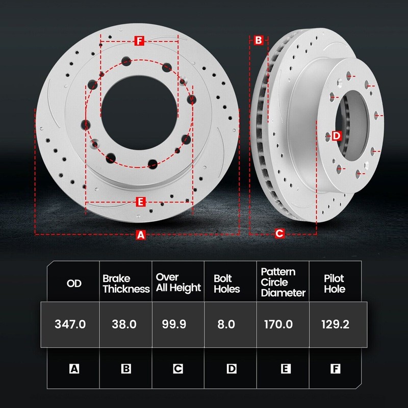 4WD Front Brake Rotors and Brakes Pads Kit for Ford F-250 F-350 F-450 Super Duty gallery