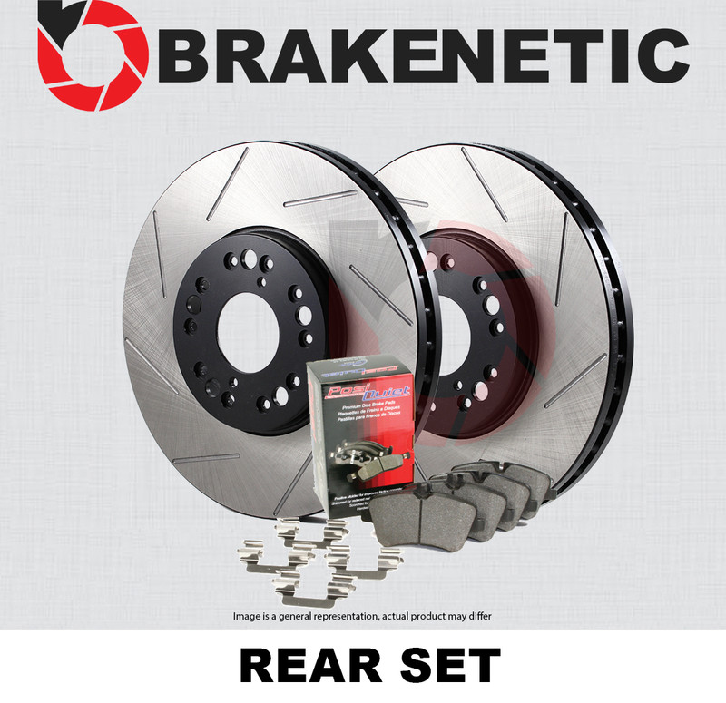 REAR BRAKENETIC Premium Slotted Brake Rotors + Ceramic Pads 55.34203.51