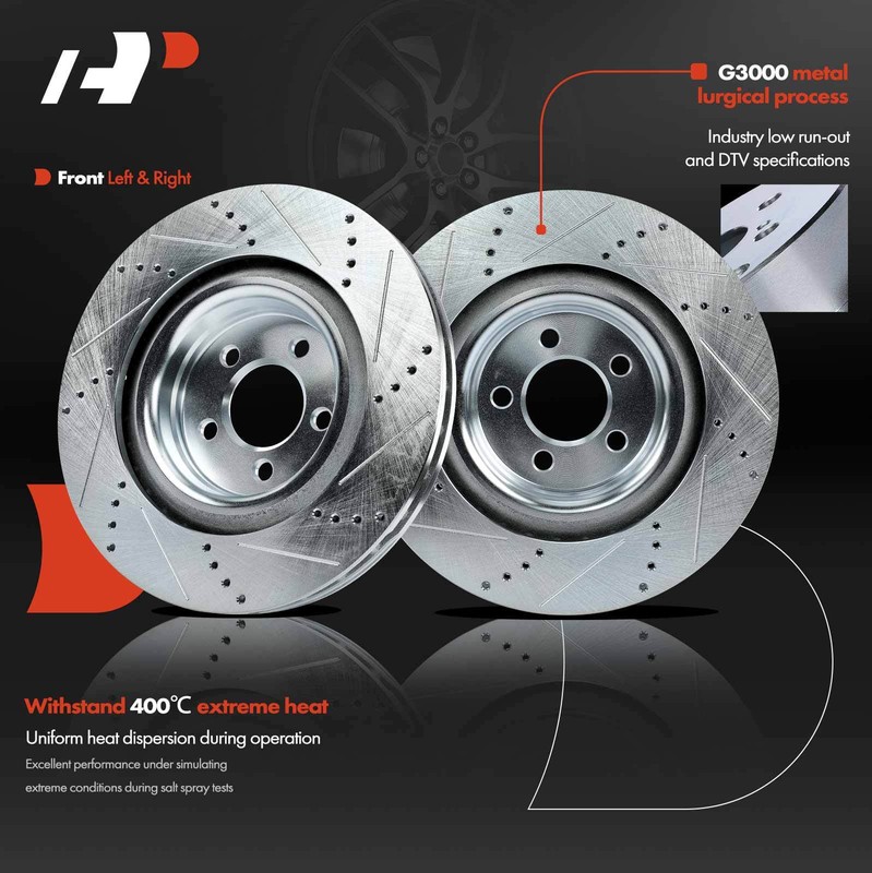 2Pcs Front Drilled Brake Rotor for Chrysler 300 Dodge Challenger Magnum Charger gallery