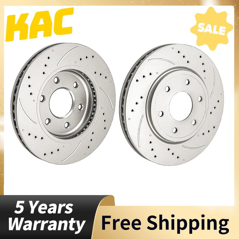 2PC 11.14 inch Front Drilled Slotted Brake Rotors For 2005-2019 Nissan Frontier
