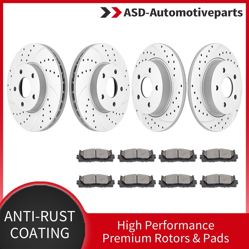 278mm Front Rear Slotted Rotors and Brake Ceramic Pads Fit 12-18 Ford Focus Disc