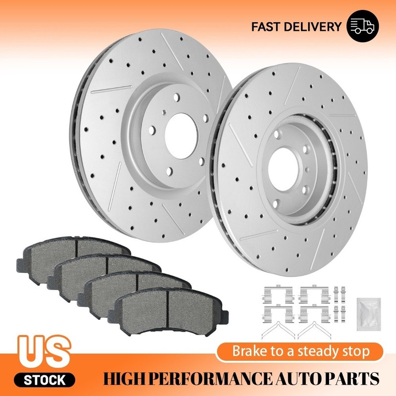 Front Drilled Disc Rotors Ceramic Brake Pads For 2009 2010-21 2022 Nissan Maxima